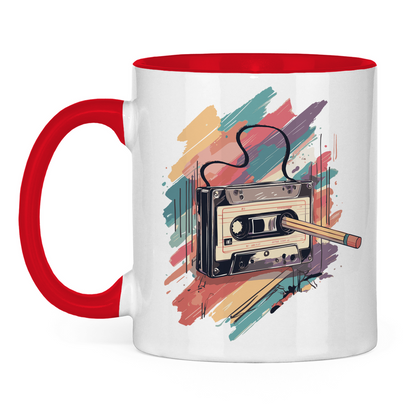 90er Tasse weiß/rot