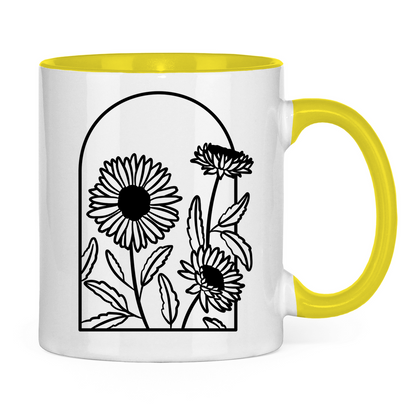 Tasse "Elegante Gänseblümchen" weiß/gelb