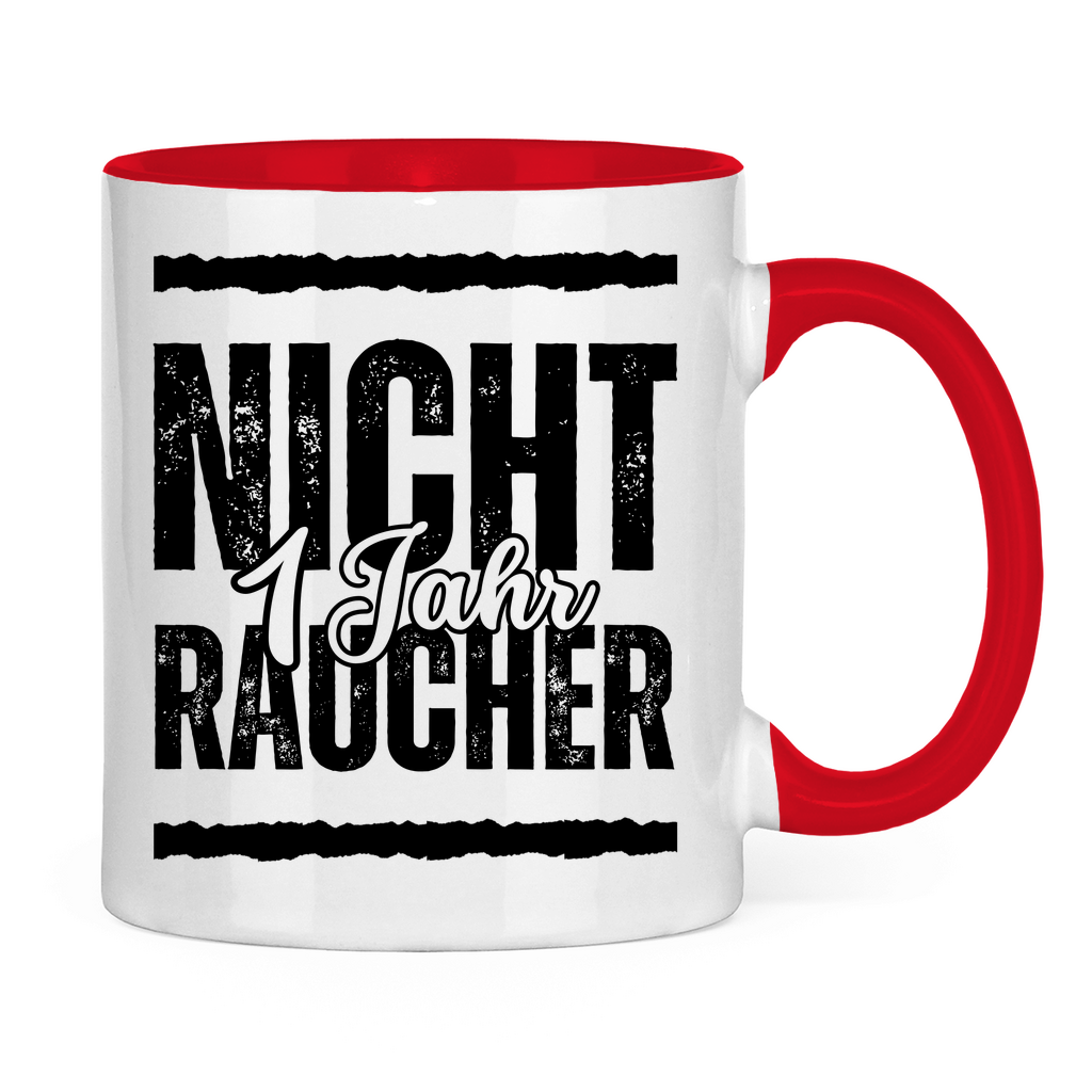 Tasse zweifarbig "1 Jahr Nichtraucher"