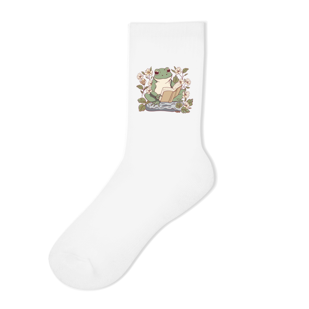 Socken "Frosch liest Buch" weiß