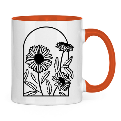 Tasse "Elegante Gänseblümchen" weiß/orange
