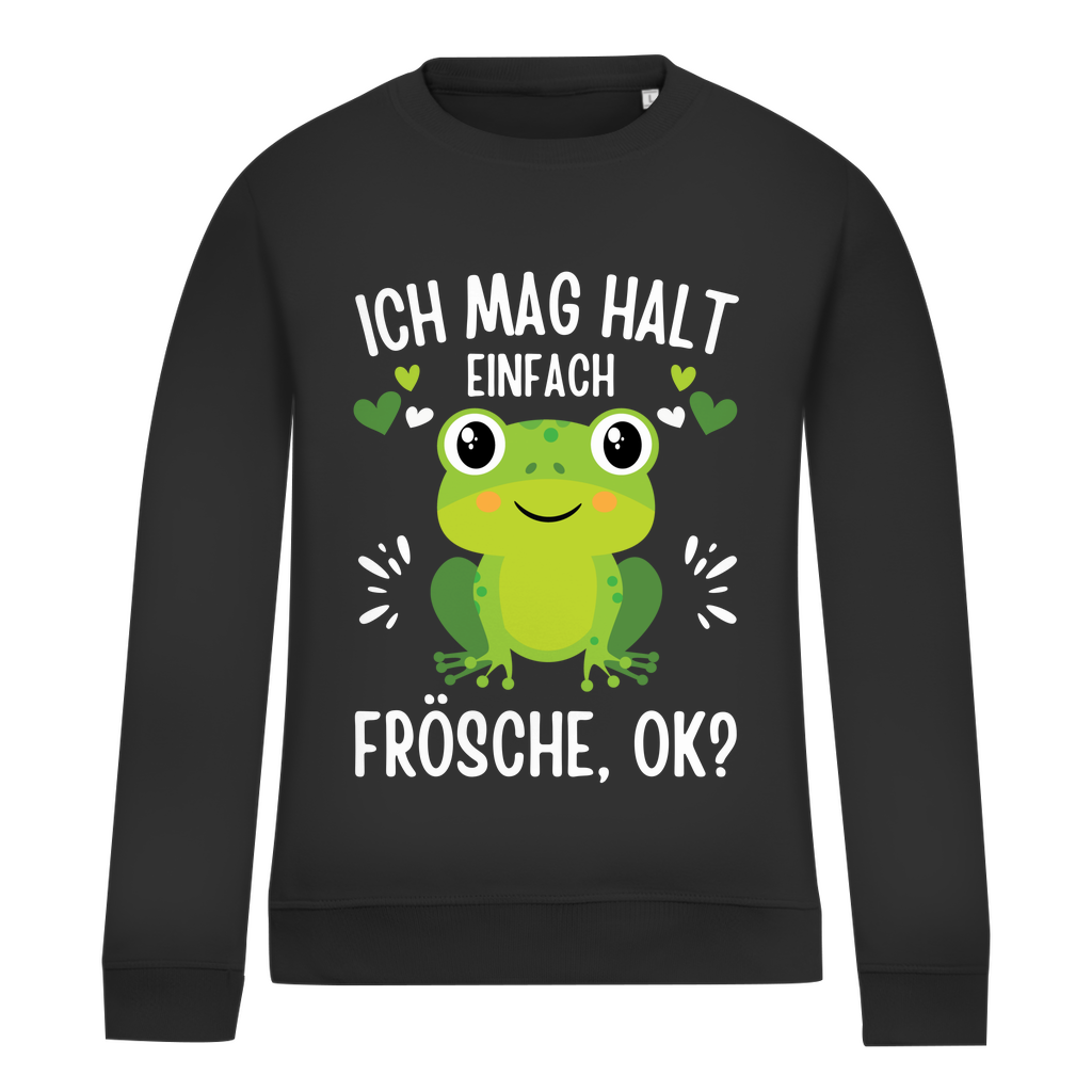 Damen Sweatshirt "Ich mag halt einfach Frösche, ok?" schwarz