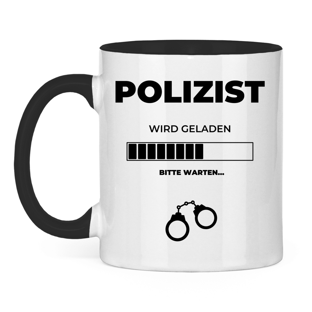 Tasse zweifarbig "Angehender Polizist" Schwarz