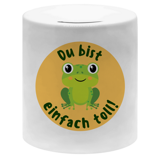 Spardose "Du bist einfach toll!" (Frosch-Motiv)