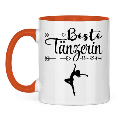 Tasse "Beste Tänzerin aller Zeiten!" weiß/orange