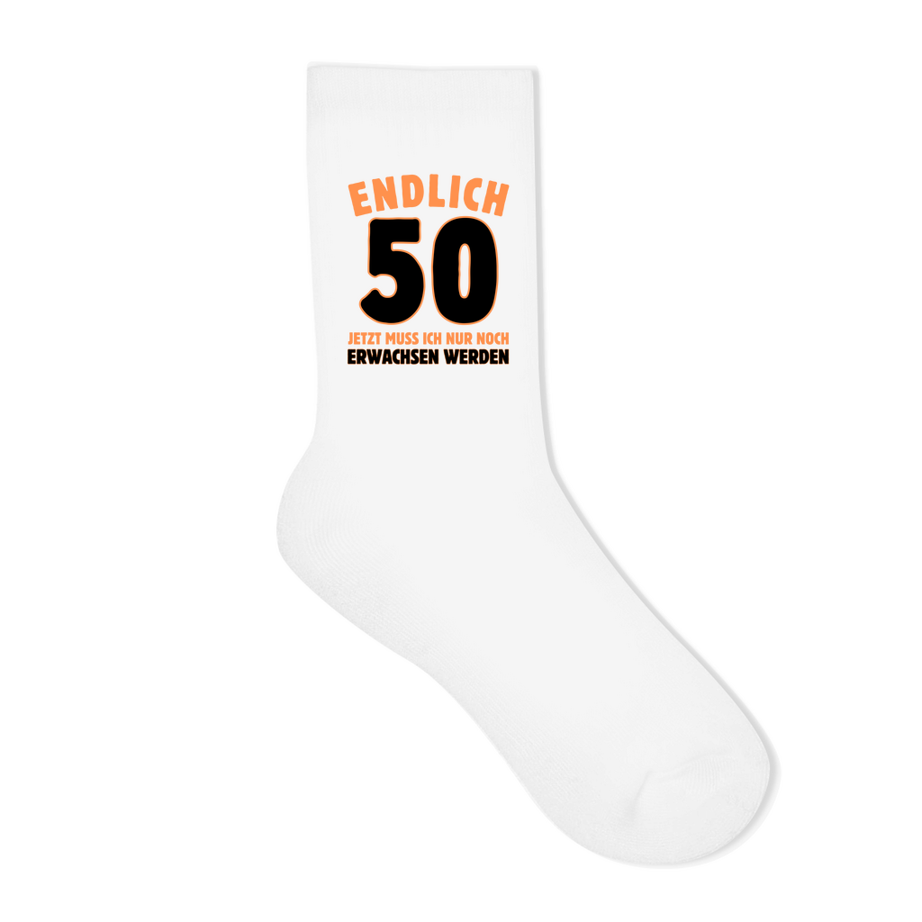 Socken "Endlich 50" (Orangenes Motiv)