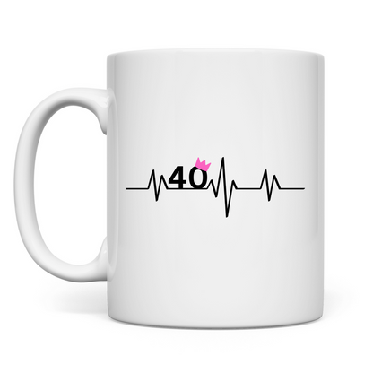Tasse 40 Jahre mit rosa Krone