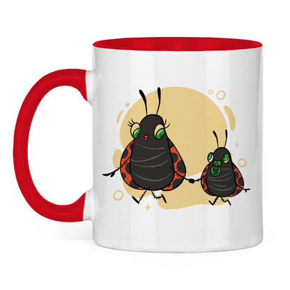 Tasse "Marienkäfer Mama und Kind" weiß/rot