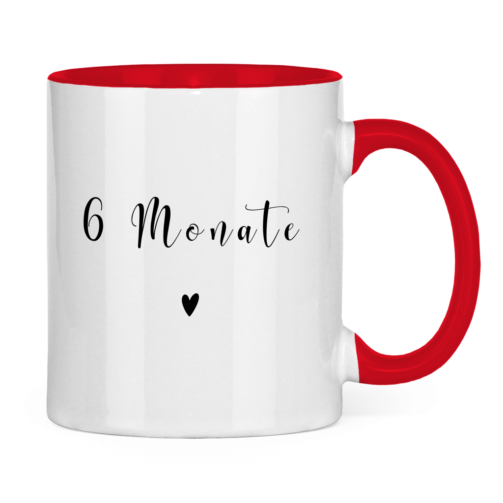 Tasse zweifarbig "6 Monate zusammen"