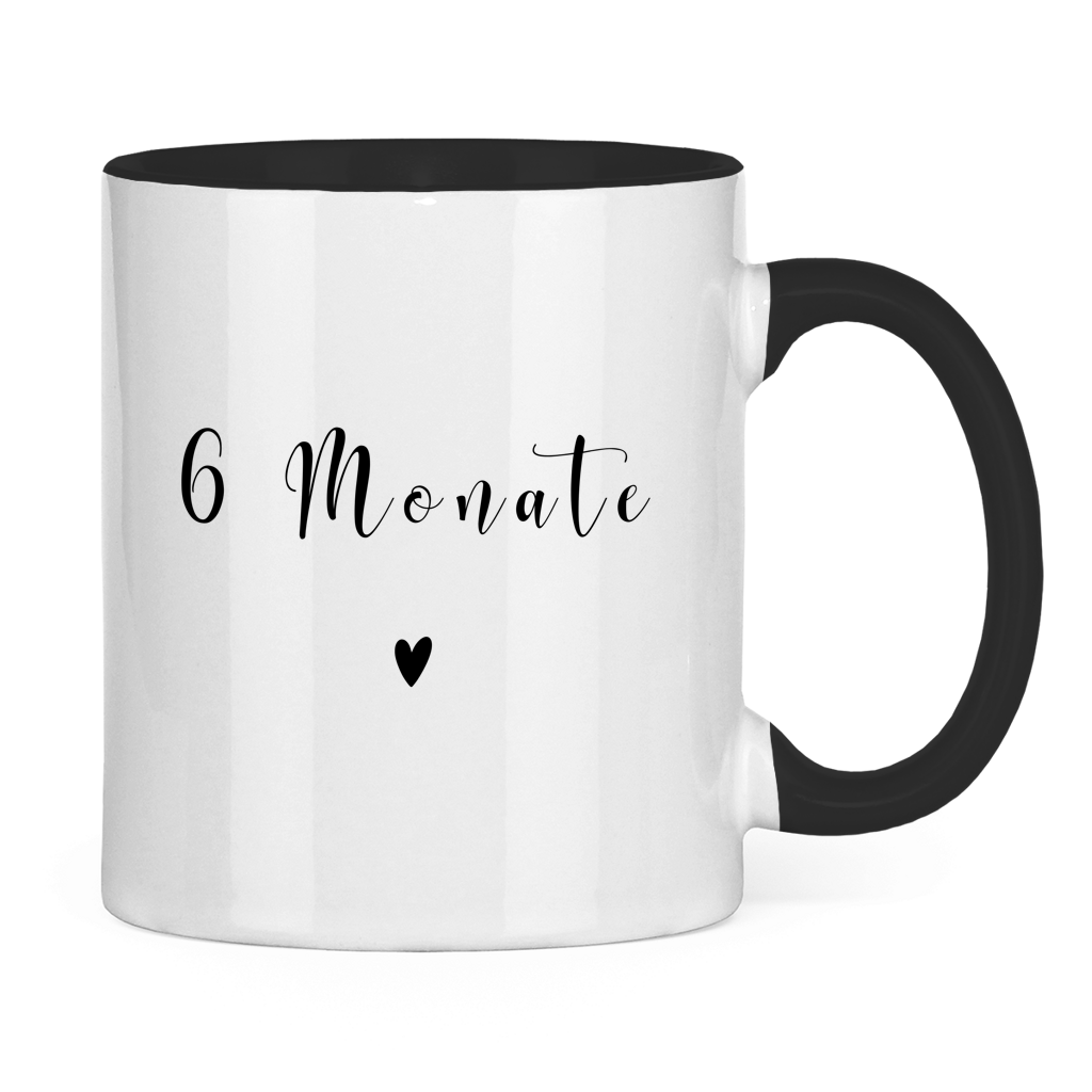 Tasse zweifarbig "6 Monate zusammen"