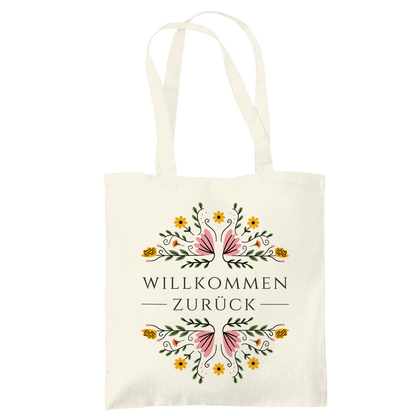 Tragetasche "Willkommen zurück" (Blumenmotiv)