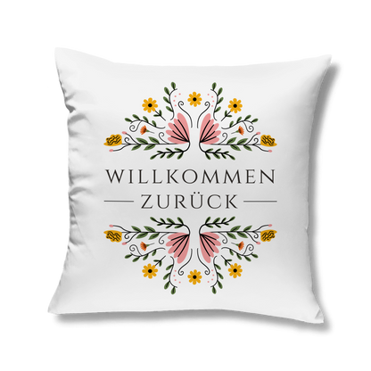 Sofakissen "Willkommen zurück" (Blumenmotiv)