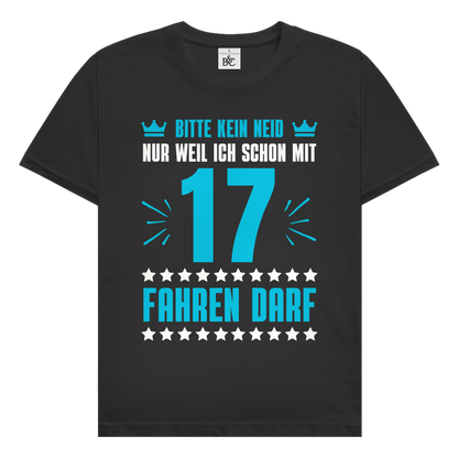 Männer T-Shirt "Kein Neid, weil ich mit 17 fahren darf" (blaues-Motiv)