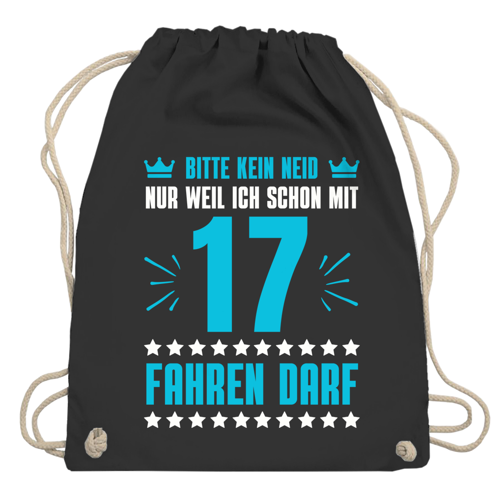 Turnbeutel "Kein Neid, weil ich mit 17 fahren darf" (blaues-Motiv)