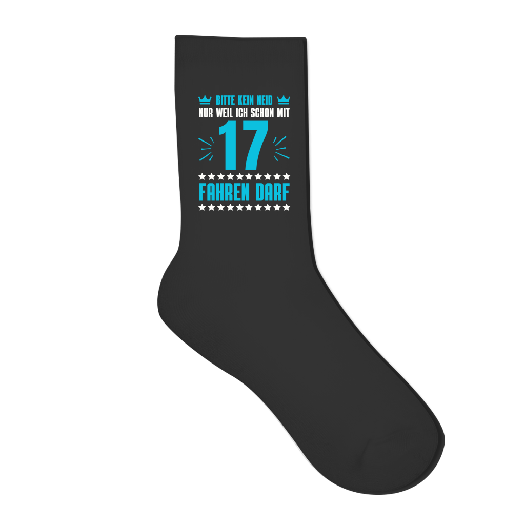 Socken "Kein Neid, weil ich mit 17 fahren darf" (blaues-Motiv)