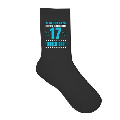Socken "Kein Neid, weil ich mit 17 fahren darf" (blaues-Motiv)