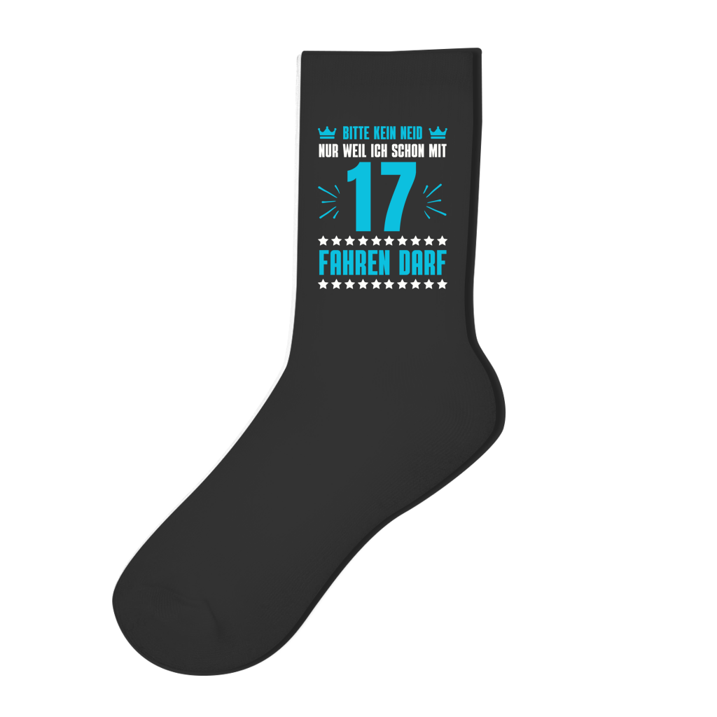Socken "Kein Neid, weil ich mit 17 fahren darf" (blaues-Motiv)