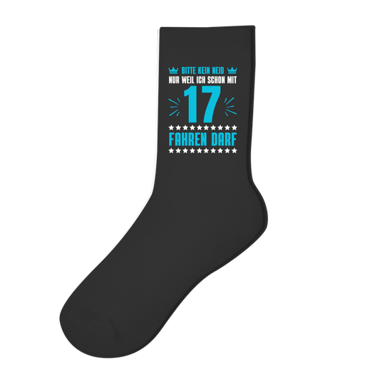 Socken "Kein Neid, weil ich mit 17 fahren darf" (blaues-Motiv)