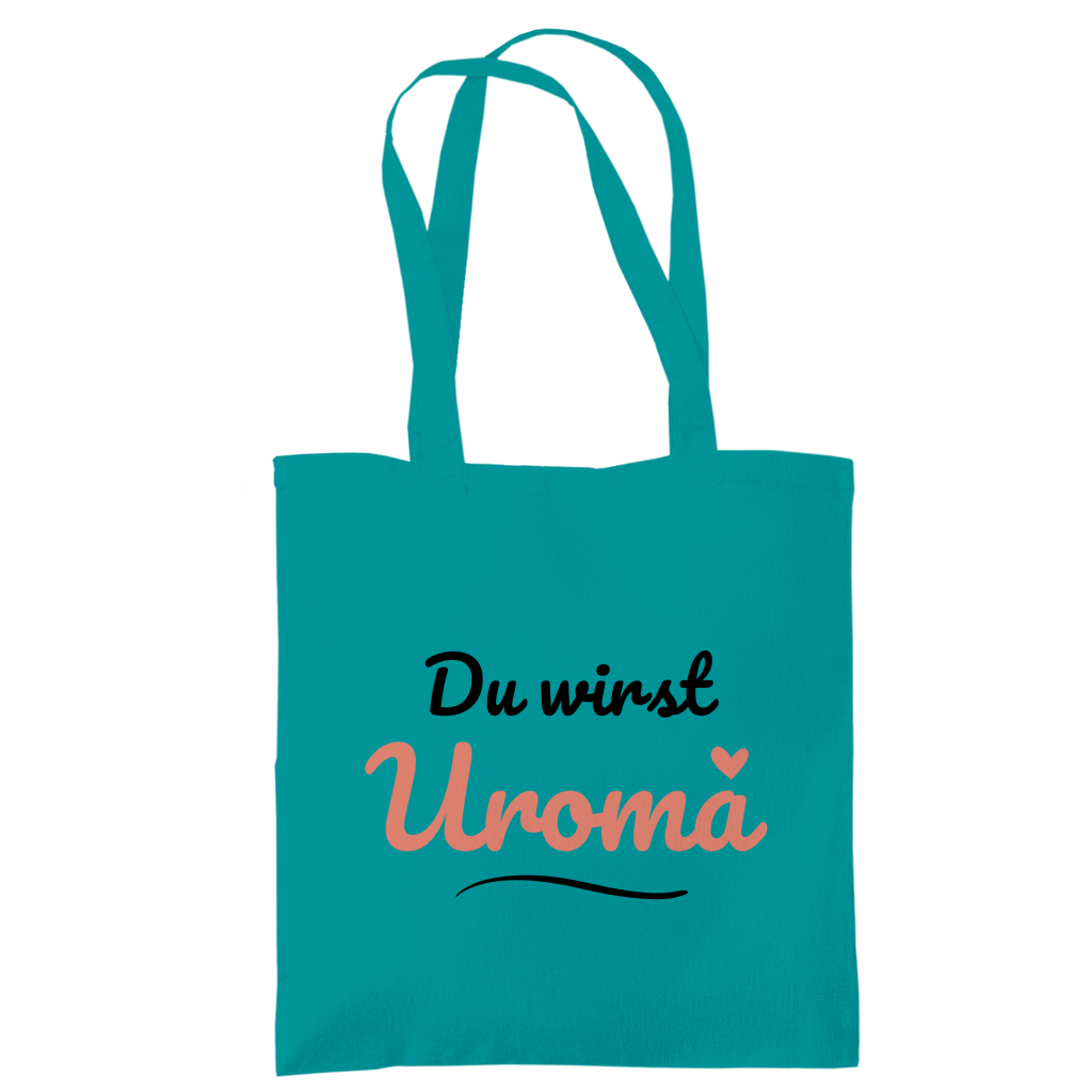 Tragetasche "Du wirst Uroma" (Kleines Herz) türkis
