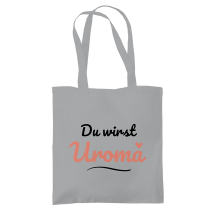 Tragetasche "Du wirst Uroma" (Kleines Herz) grau