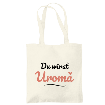 Tragetasche "Du wirst Uroma" (Kleines Herz) beige