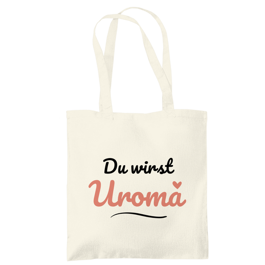 Tragetasche "Du wirst Uroma" (Kleines Herz) beige