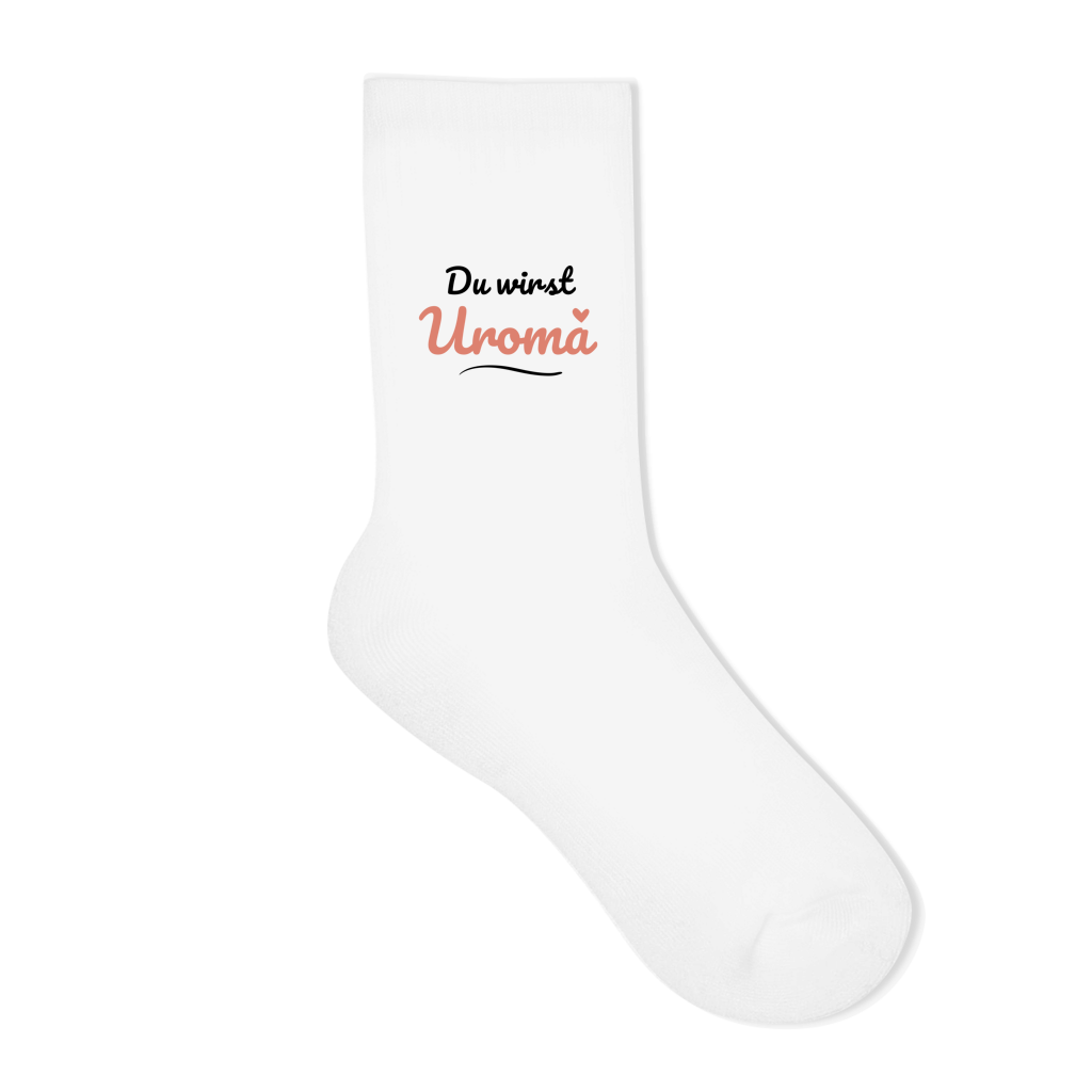 Socken "Du wirst Uroma" (Kleines Herz) Rückseite