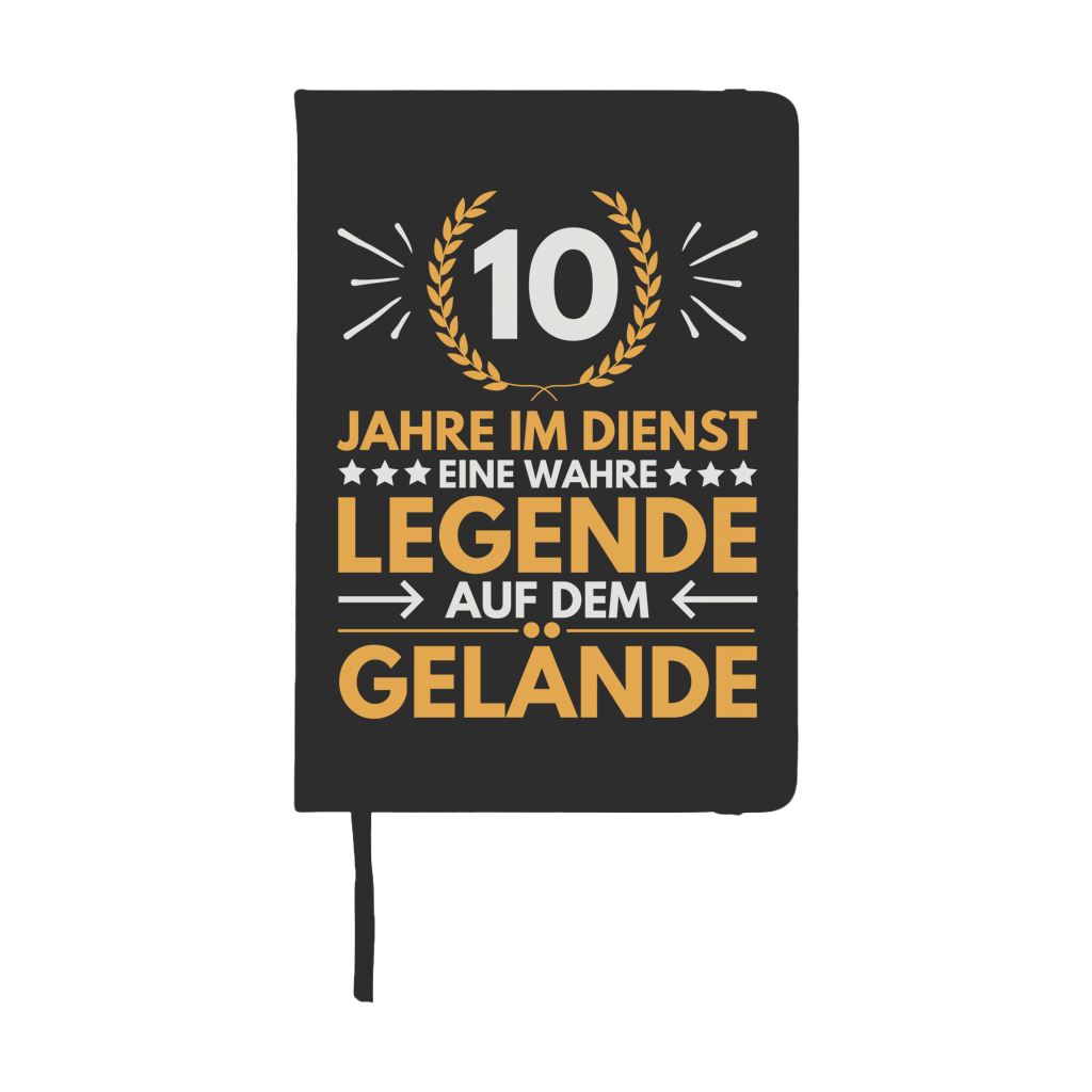Notizbuch "10 Jahre im Dienst - eine wahre Legende" (Orangenes Motiv)
