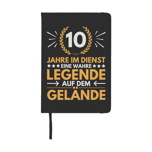 Notizbuch "10 Jahre im Dienst - eine wahre Legende" (Orangenes Motiv)