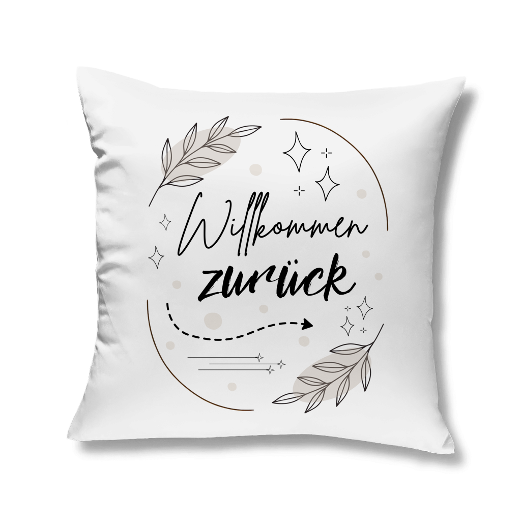 Sofakissen "Willkommen zurück" (Sterne-Blumen)