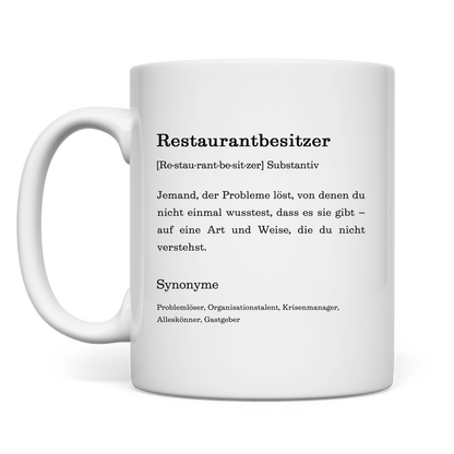 Tasse "Restaurantbesitzer" (Definition) Rückseite