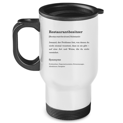 Edelstahl-Thermobecher "Restaurantbesitzer" (Definition) Rückseite