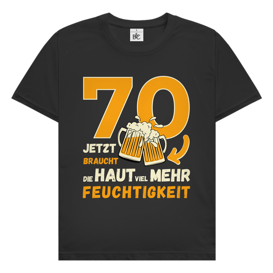 Herren T-Shirt "70 - Jetzt braucht die Haut viel mehr Feuchtigkeit" schwarz