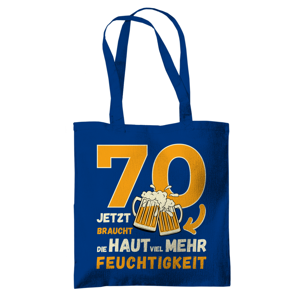 Tragetasche "70 - Jetzt braucht die Haut viel mehr Feuchtigkeit" royalblau