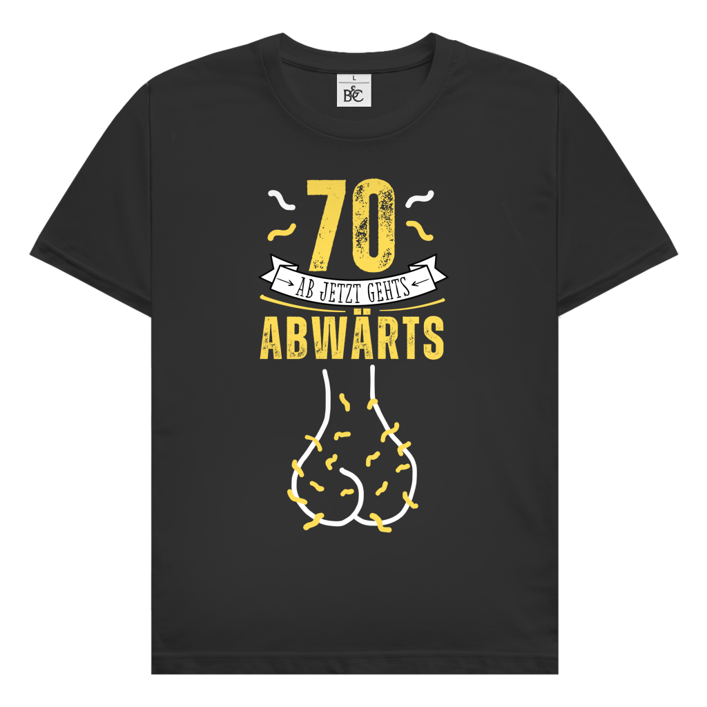 Herren T-Shirt "70 ab jetzt gehts abwärts" schwarz