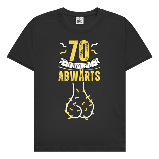 Herren T-Shirt "70 ab jetzt gehts abwärts" schwarz