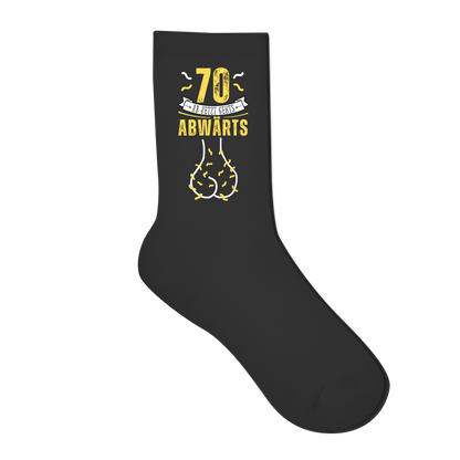 Socken "70 ab jetzt gehts abwärts"  schwarz rückseite