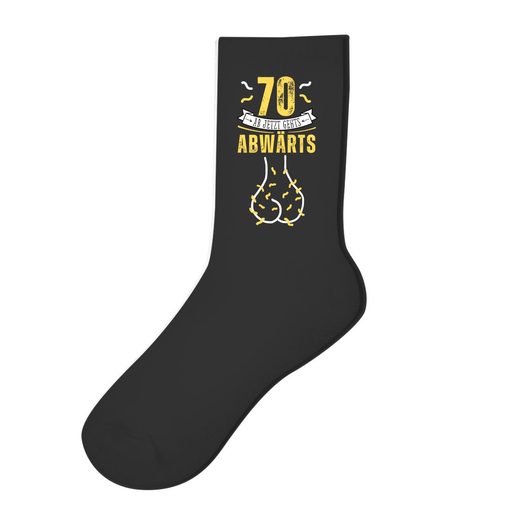 Socken "70 ab jetzt gehts abwärts" schwarz