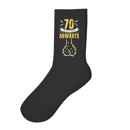 Socken "70 ab jetzt gehts abwärts" schwarz