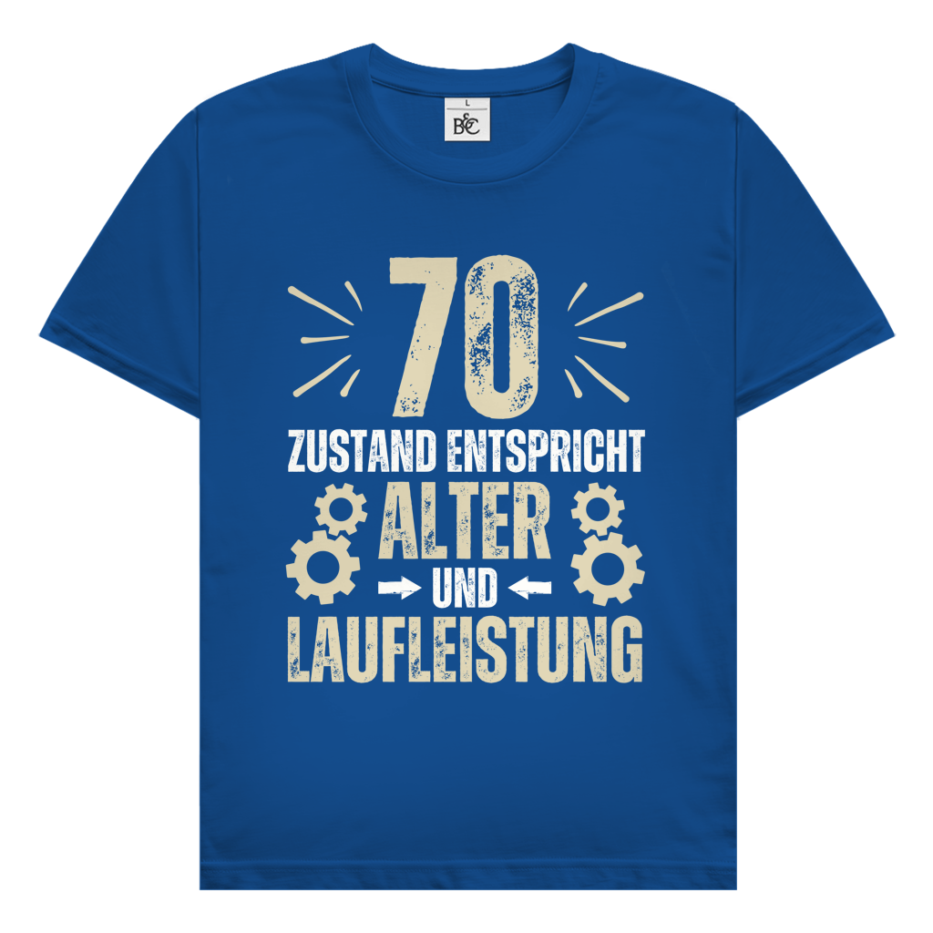 Herren T-Shirt "70 - Zustand entspricht Alter und Laufleistung" Royalblau