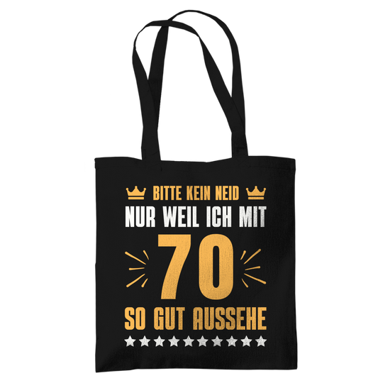 Tragetasche "Bitte kein Neid, nur weil ich mit 70" (Orangenes Motiv)