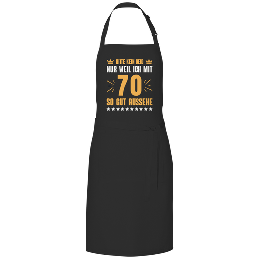 Grillschürze "Bitte kein Neid, nur weil ich mit 70" (Orangenes Motiv)