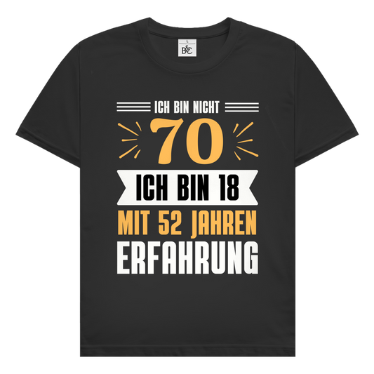 Herren T-Shirt "Ich bin nicht 70" (Orangenes Motiv)