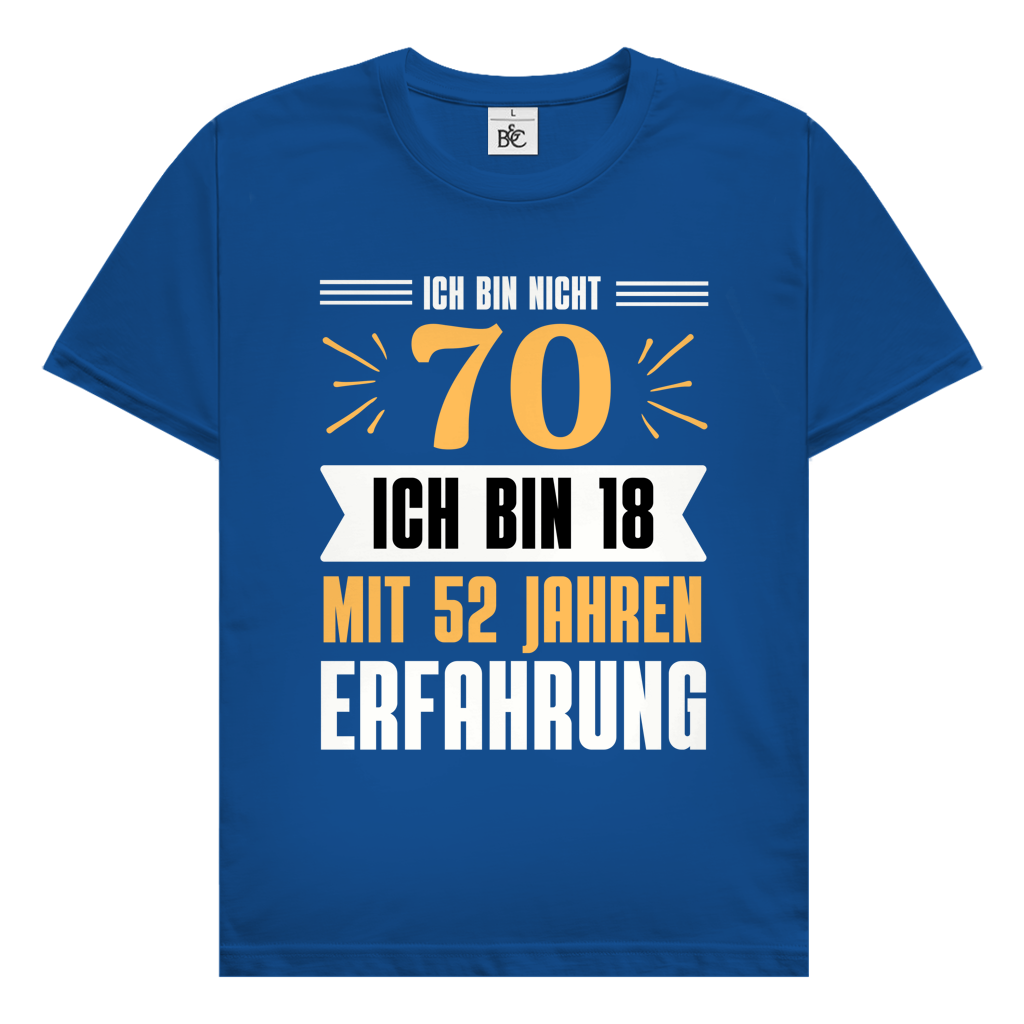 Herren T-Shirt "Ich bin nicht 70" (Orangenes Motiv)