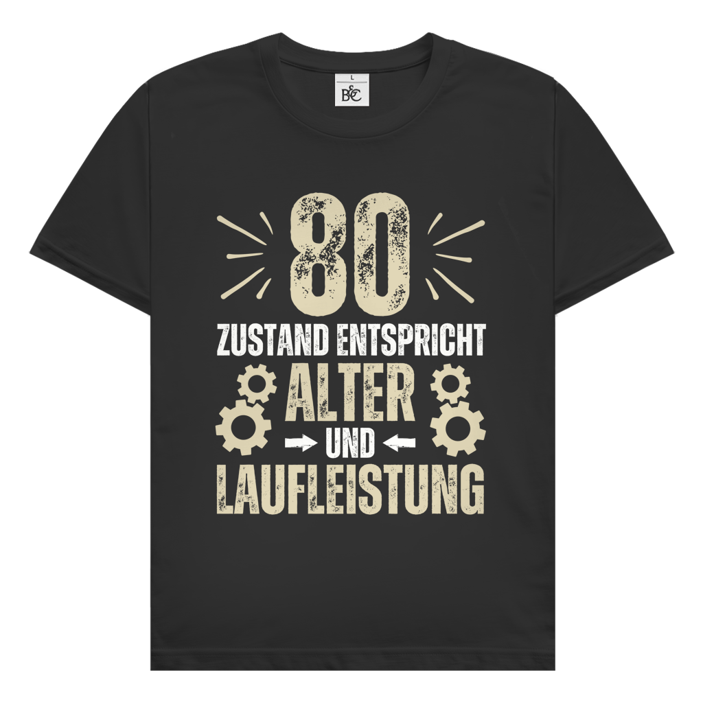 Herren T-Shirt "80 - Zustand entspricht Alter und Laufleistung"