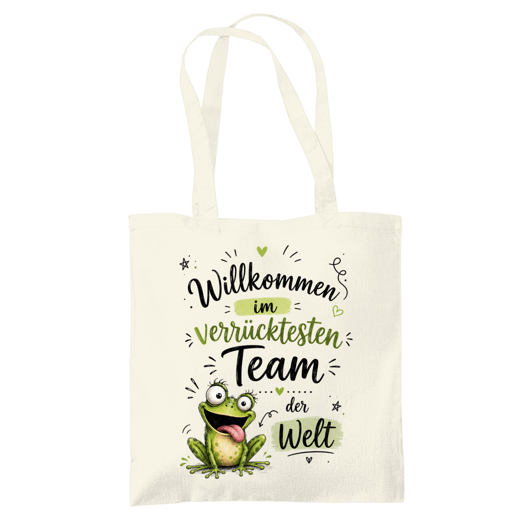 Tragetasche "Willkommen im verrücktesten Team" (Frosch)