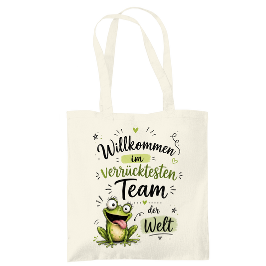 Tragetasche "Willkommen im verrücktesten Team" (Frosch)