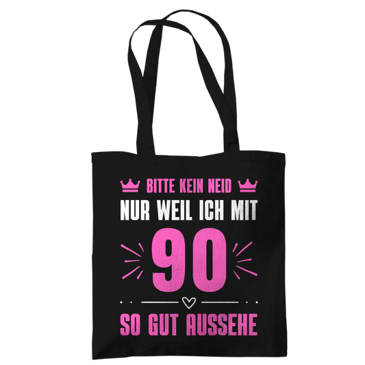 Tragetasche "Bitte kein Neid, nur weil ich mit 90" (Pinkes Motiv)