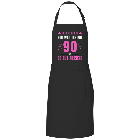 Grillschürze "Bitte kein Neid, nur weil ich mit 90" (Pinkes Motiv)