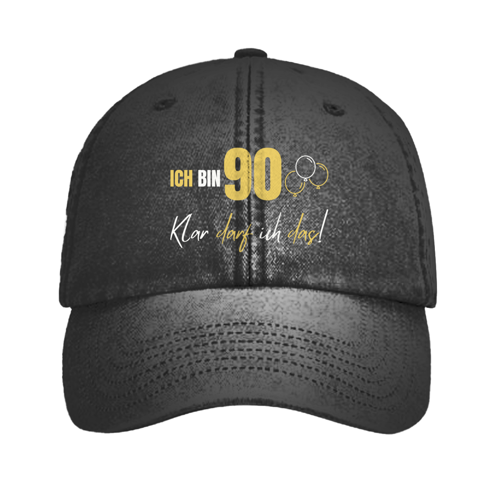 Vintage Cap "Ich bin 90 - Klar darf ich das!"
